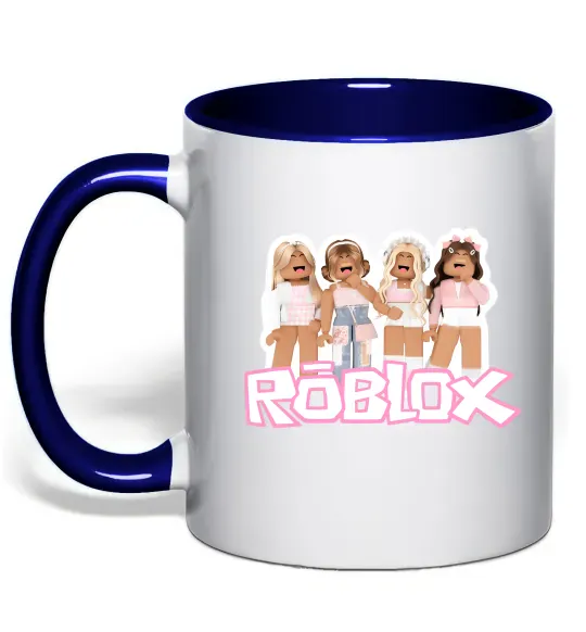 Чашка с цветной ручкой Roblox pink girls Глубокий темно-синий фото
