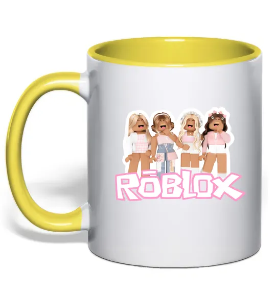 Чашка з кольоровою ручкою Roblox pink girls Лимонний фото