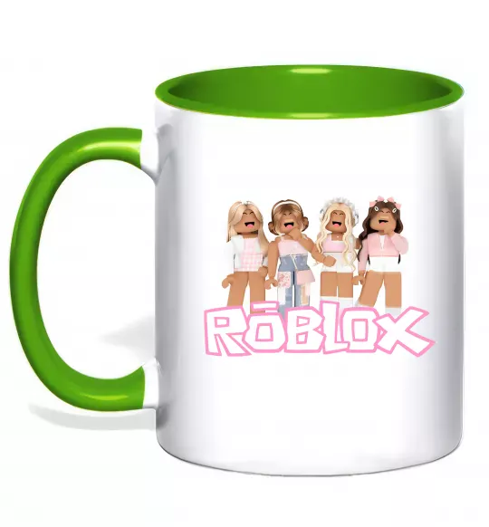 Чашка с цветной ручкой Roblox pink girls Зеленый фото