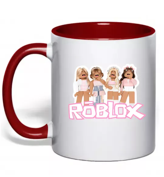 Чашка с цветной ручкой Roblox pink girls Красный фото