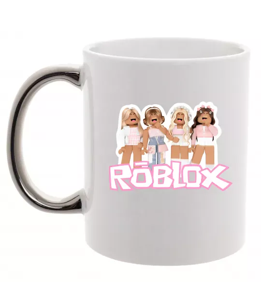 Чашка с цветной ручкой Roblox pink girls Серебро фото