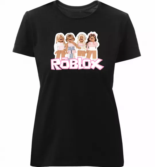 Жіноча преміум футболка Roblox pink girls Чорний фото