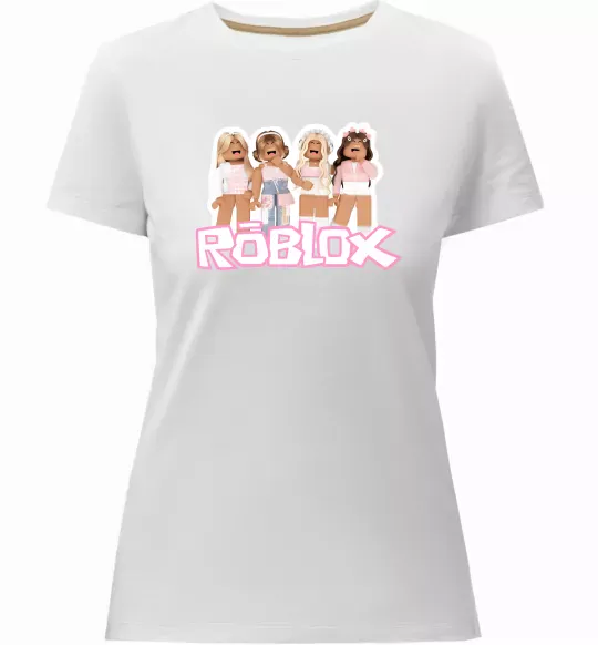 Жіноча преміум футболка Roblox pink girls Білий фото