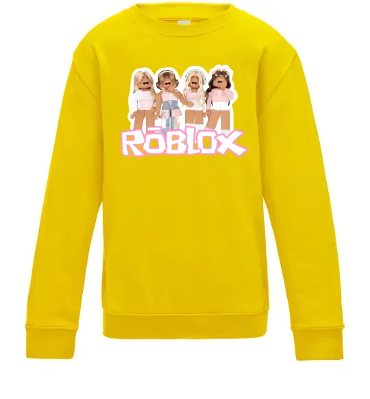 Детский Свитшот Roblox pink girls Солнечно желтый фото