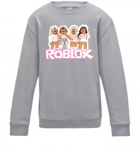 Детский Свитшот Roblox pink girls Серый меланж фото