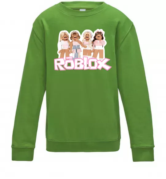 Детский Свитшот Roblox pink girls Лаймовый фото