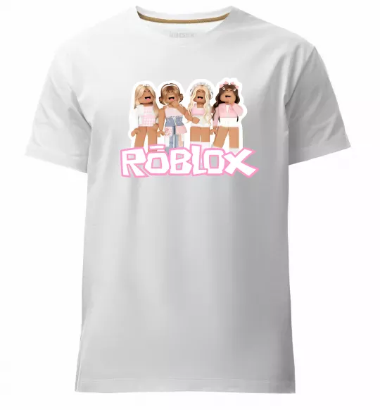 Мужская премиум футболка Roblox pink girls Белый фото