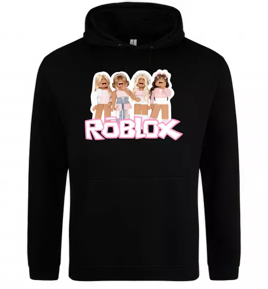 Мужская толстовка (худи) Roblox pink girls Черный фото