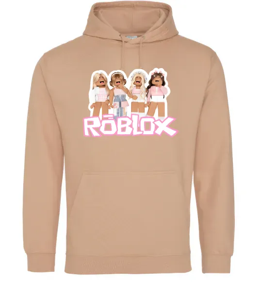 Мужская толстовка (худи) Roblox pink girls Песочный фото