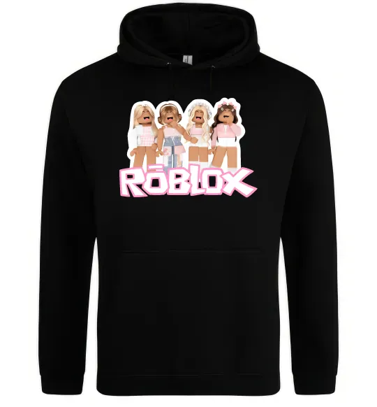 Женская толстовка (худи) Roblox pink girls Черный фото