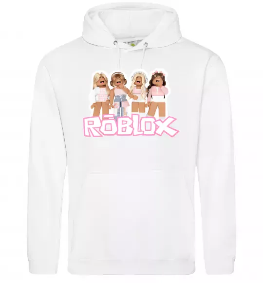 Женская толстовка (худи) Roblox pink girls Белый фото