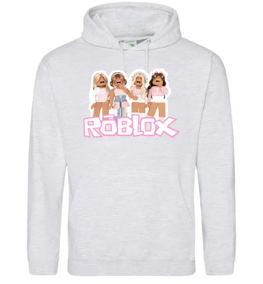 Женская толстовка (худи) Roblox pink girls Серый меланж фото