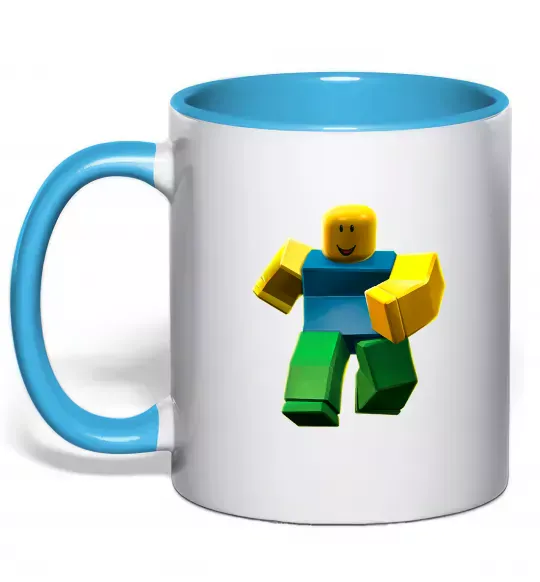 Чашка с цветной ручкой Roblox Noob Голубой фото