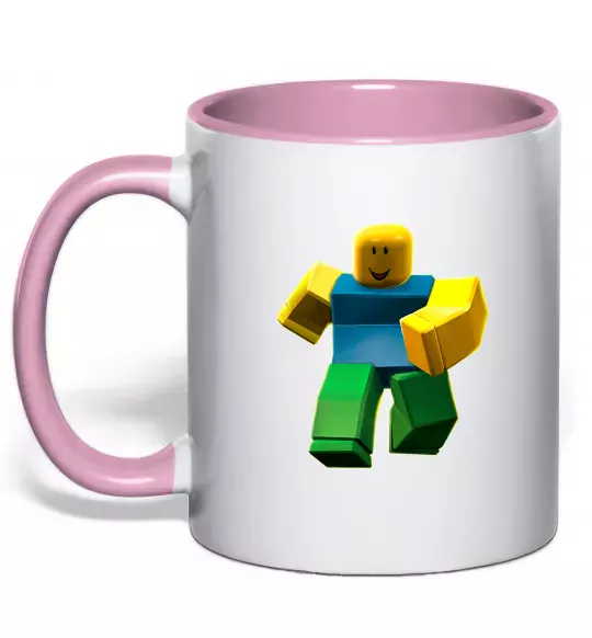 Чашка с цветной ручкой Roblox Noob Нежно розовый фото