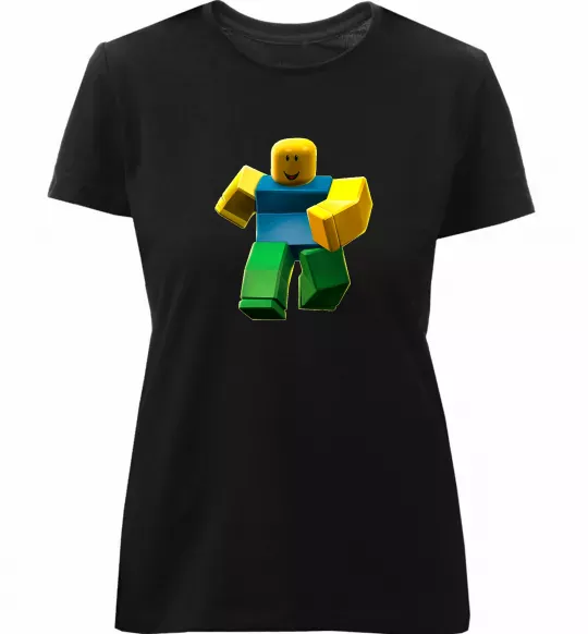 Жіноча преміум футболка Roblox Noob Чорний фото