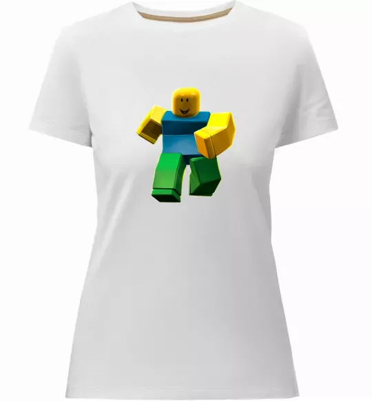 Жіноча преміум футболка Roblox Noob Білий фото