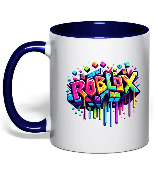 Чашка с цветной ручкой Roblox grafity Глубокий темно-синий фото