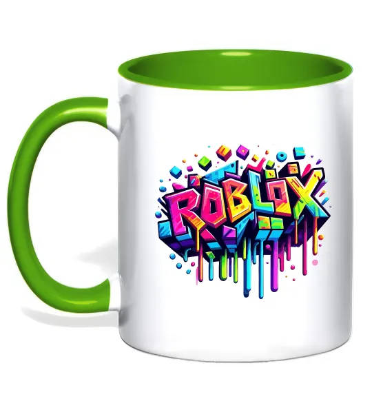 Чашка з кольоровою ручкою Roblox grafity Лаймовий фото