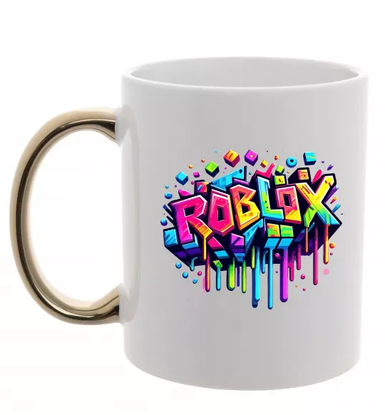 Чашка с цветной ручкой Roblox grafity Золото фото