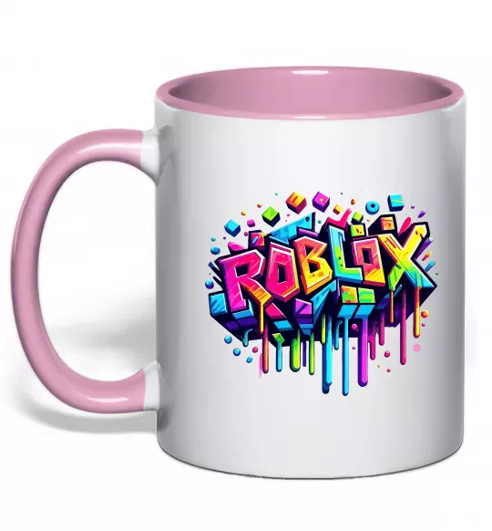 Чашка с цветной ручкой Roblox grafity Нежно розовый фото