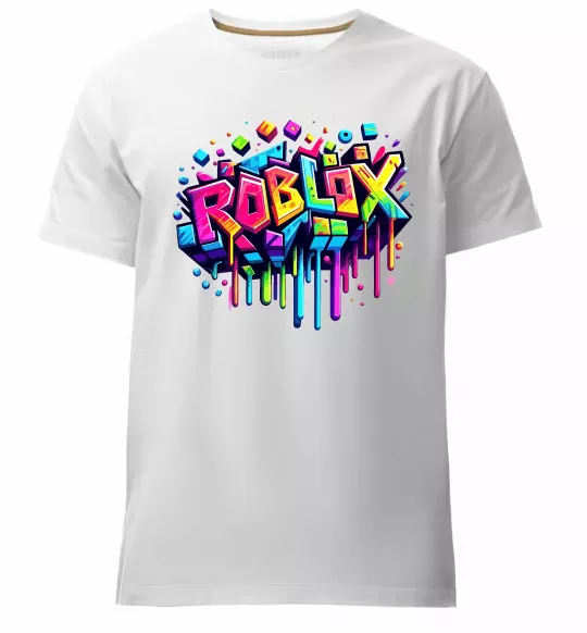 Чоловіча преміум футболка Roblox grafity Білий фото