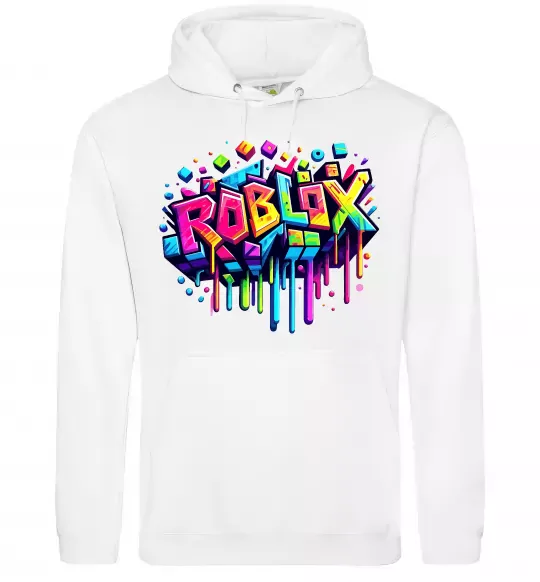 Мужская толстовка (худи) Roblox grafity Белый фото