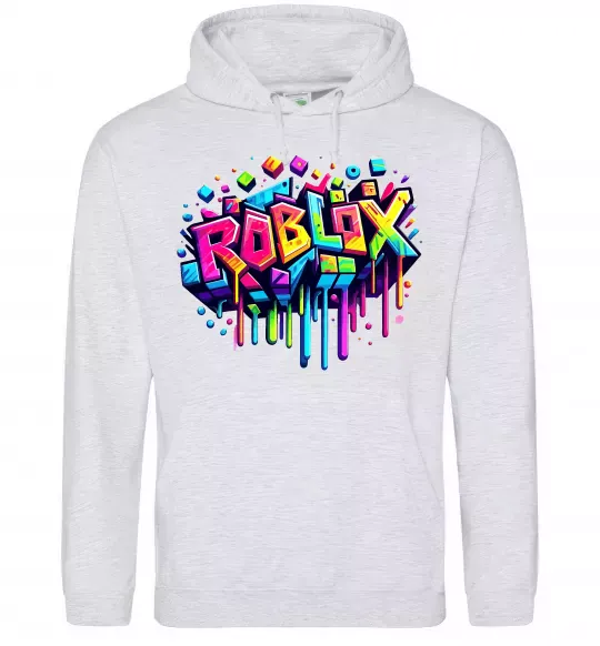 Мужская толстовка (худи) Roblox grafity Серый меланж фото