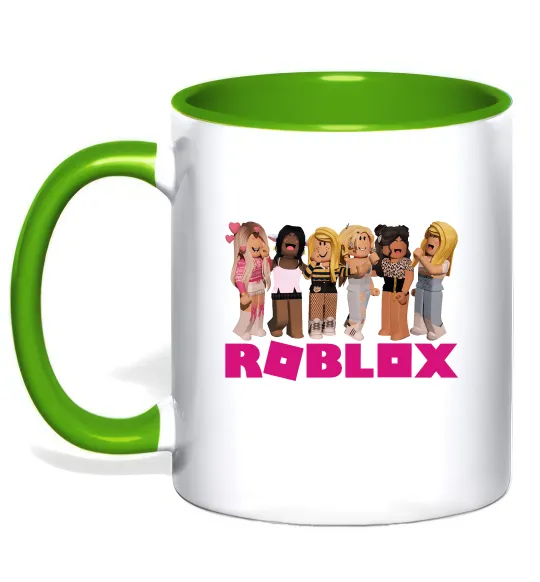 Чашка з кольоровою ручкою Roblox girls Лаймовий фото