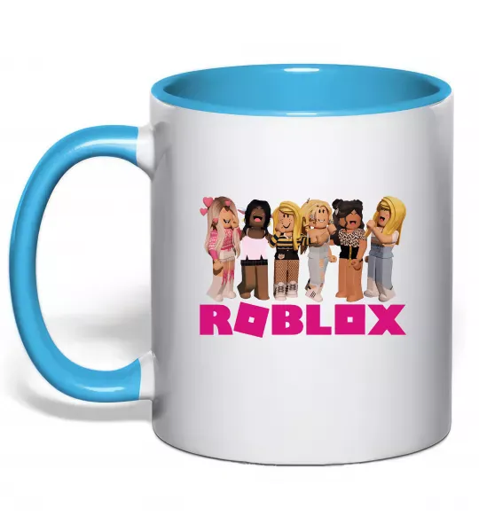 Чашка з кольоровою ручкою Roblox girls Блакитний фото