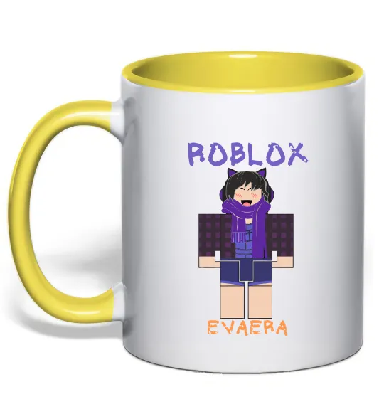 Чашка з кольоровою ручкою Roblox Evaera Лимонний фото