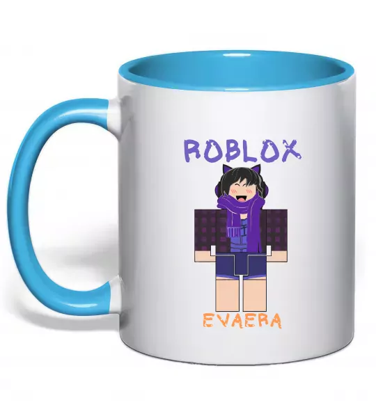 Чашка с цветной ручкой Roblox Evaera Голубой фото