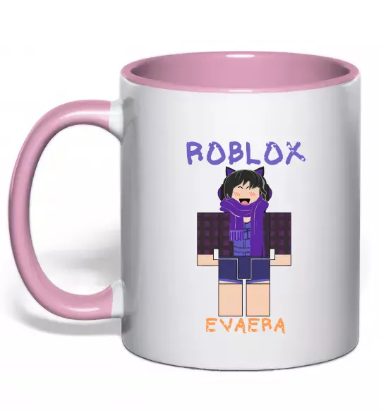Чашка с цветной ручкой Roblox Evaera Нежно розовый фото
