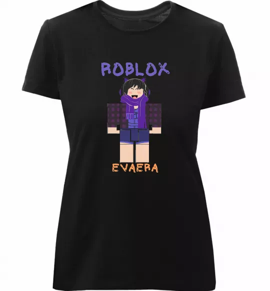 Женская премиум футболка Roblox Evaera Черный фото