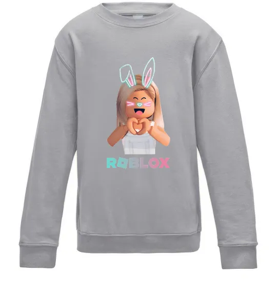 Детский Свитшот Roblox Bunny girl Серый меланж фото