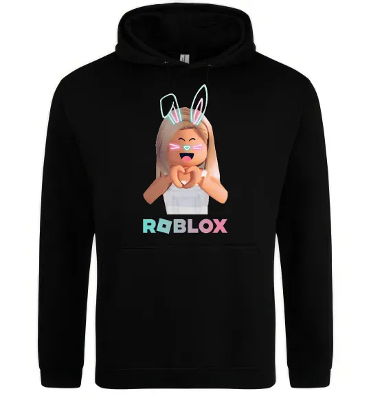 Мужская толстовка (худи) Roblox Bunny girl Черный фото