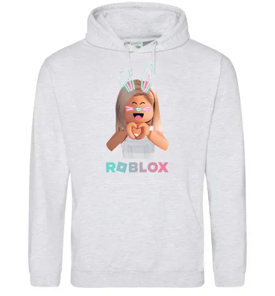 Мужская толстовка (худи) Roblox Bunny girl Серый меланж фото
