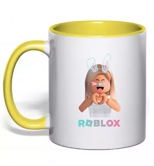 Чашка с цветной ручкой Roblox Bunny girl Солнечно желтый фото