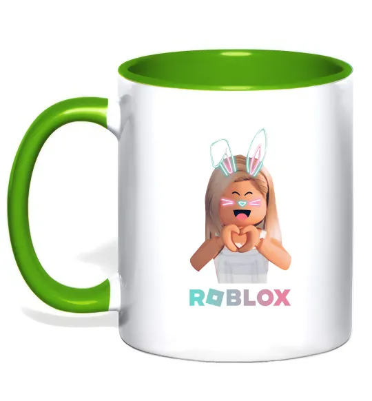 Чашка с цветной ручкой Roblox Bunny girl Лаймовый фото