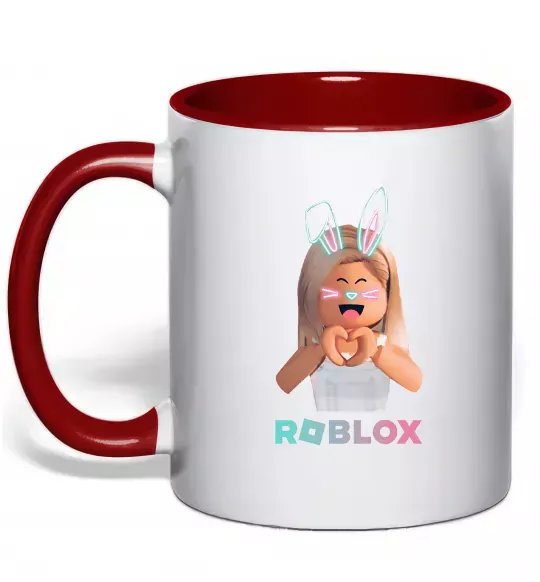 Чашка с цветной ручкой Roblox Bunny girl Красный фото