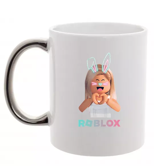 Чашка с цветной ручкой Roblox Bunny girl Серебро фото