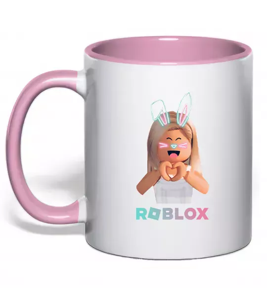 Чашка с цветной ручкой Roblox Bunny girl Нежно розовый фото