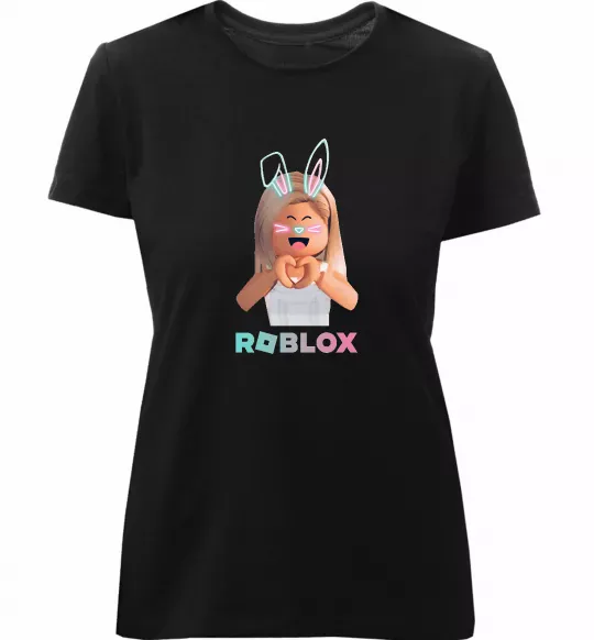 Женская премиум футболка Roblox Bunny girl Черный фото