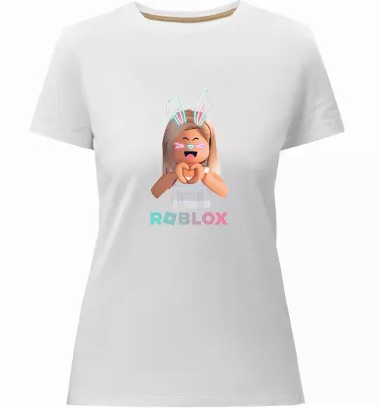 Женская премиум футболка Roblox Bunny girl Белый фото