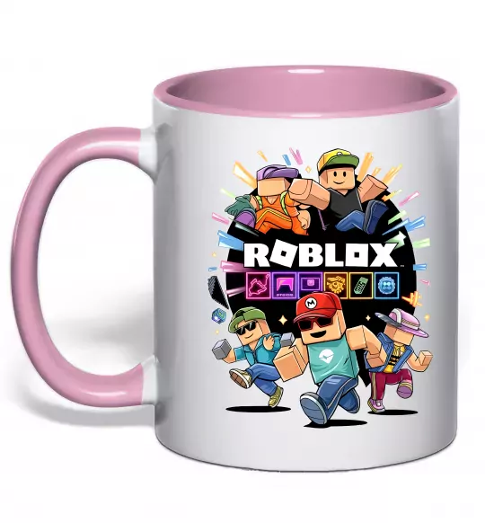 Чашка с цветной ручкой Roblox boys Нежно розовый фото