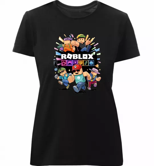 Жіноча преміум футболка Roblox boys Чорний фото
