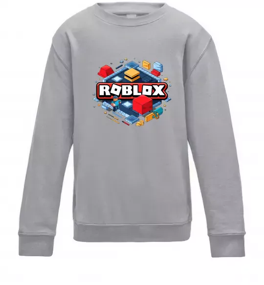 Детский Свитшот Roblox blox Серый меланж фото
