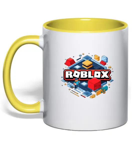 Чашка з кольоровою ручкою Roblox blox Лимонний фото