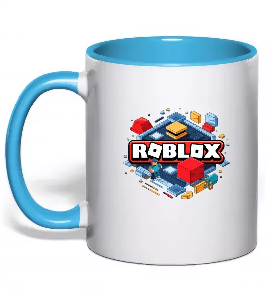 Чашка с цветной ручкой Roblox blox Голубой фото