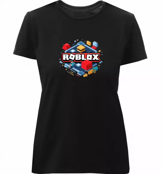Жіноча преміум футболка Roblox blox Чорний фото