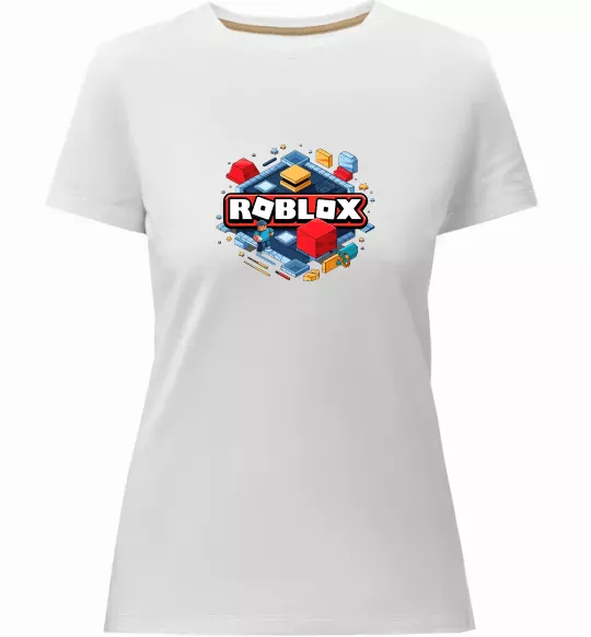 Жіноча преміум футболка Roblox blox Білий фото